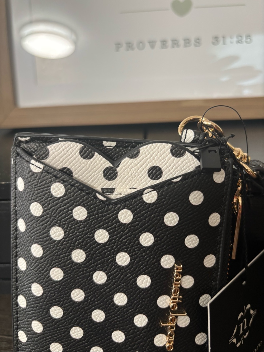 Nanette Lepore Black & White Polka Dot Wristlet Card Case - Picture 5 of 11